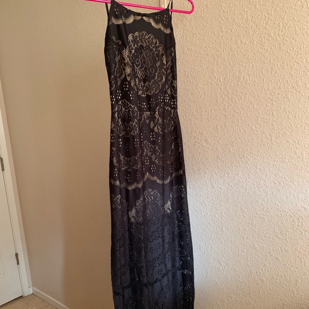 Black and nude lace dress